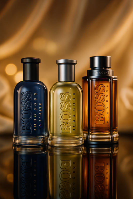 3 DB-OS PARFÜMSZETT: BOSS BOTTLED, BOSS THE SCENT, BOSS BOTTLED INFINITE 100ML