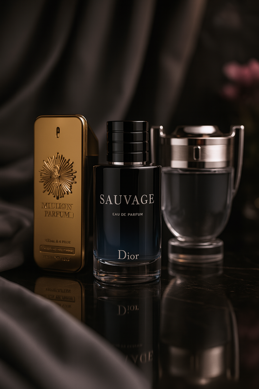 3 DB-OS PARFÜM SZETT: PACO RABANNE ONE MILLION, DIOR SAUVAGE, PACO RABANNE INVICTUS 100ML