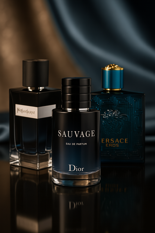 3 DB-OS PARFÜMSZETT: DIOR SAUVAGE, YVES SAINT LAURENT Y MEN, VERSACE EROS 100ML